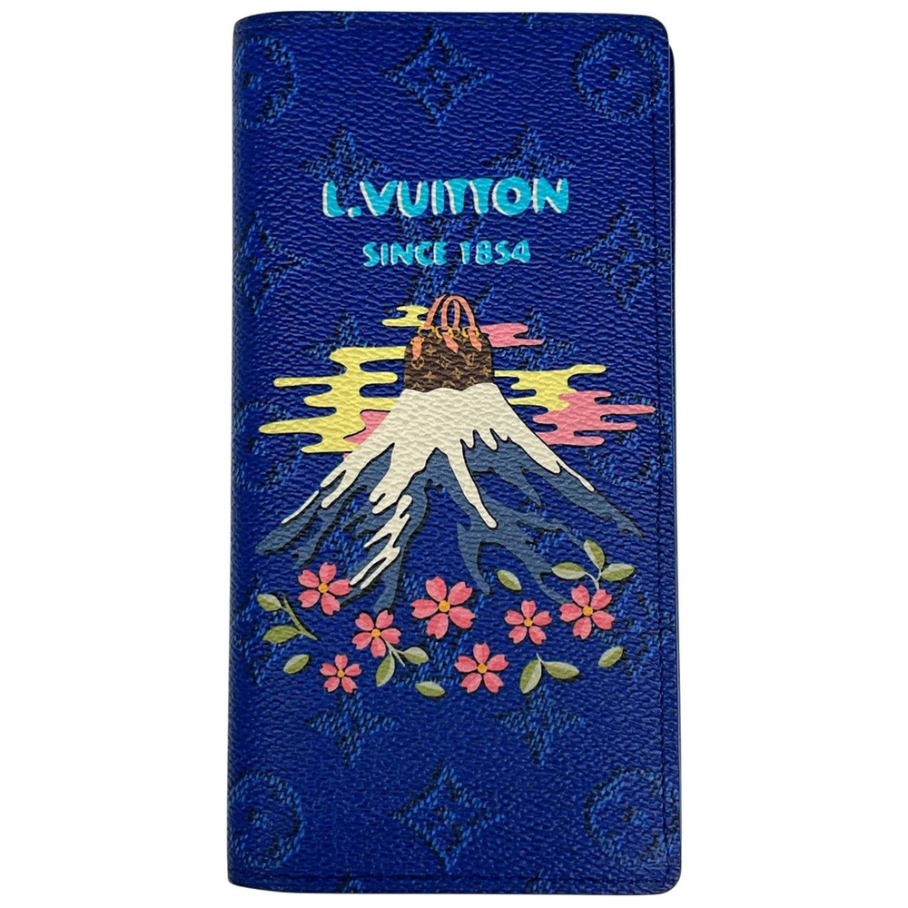 Louis Vuitton Portefeuille Brazza Long Wallet NIGO Bi fold Monogram Blue